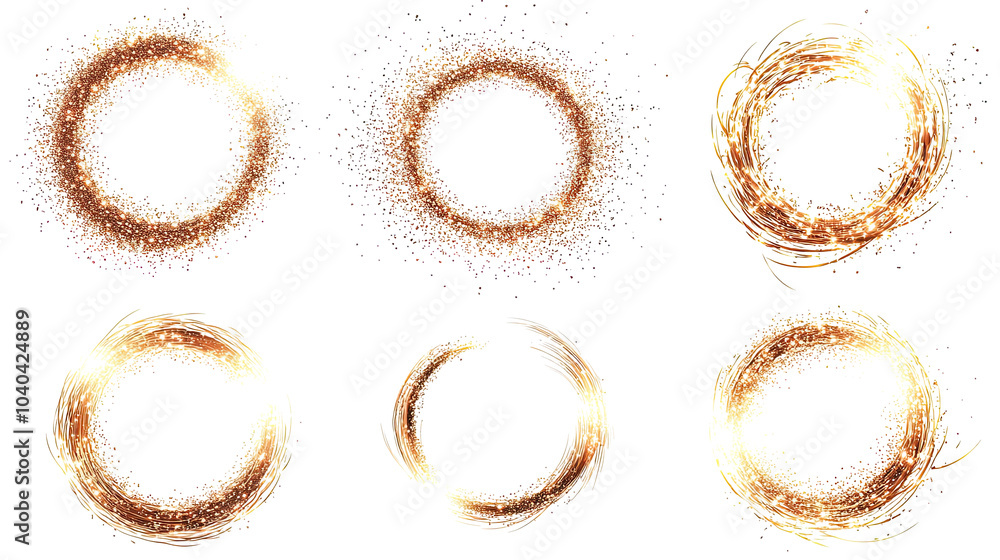 Golden Sparkling Circles With Swirls on Transparent Background Generative AI Golden Sparkling Circles With Swirls on Transparent Background Generative AI