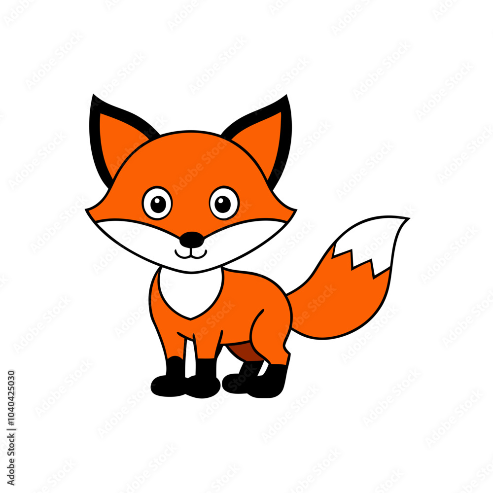 A cute baby red fox cartoon