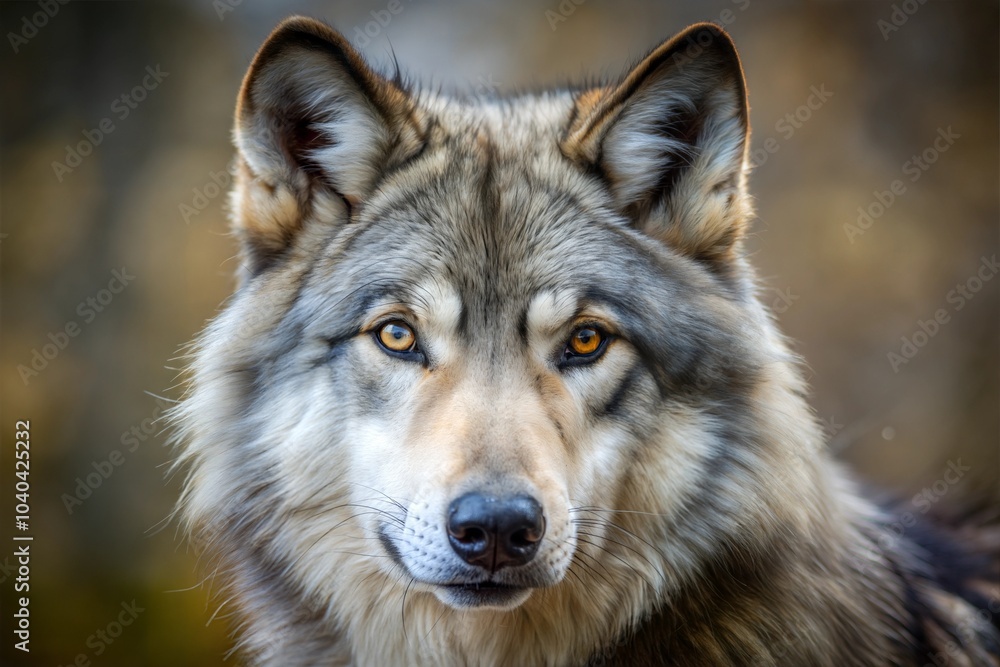 Wolf portrait with intense eyes and detailed fur texture Wolf portrait with intense eyes and detailed fur texture