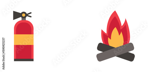 Set of vector firefighter icons on white background