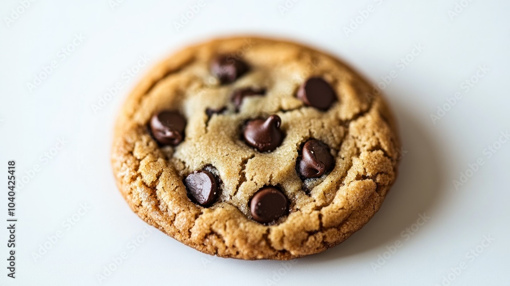 Close-up of a Single Chocolate Chip Cookie on White Background Close-up of a Single Chocolate Chip Cookie on White Background