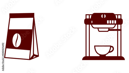 Vector image of coffee icon set with white background