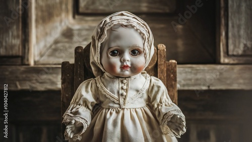 Ancient and terrifying dolls. scary toys. Halloween