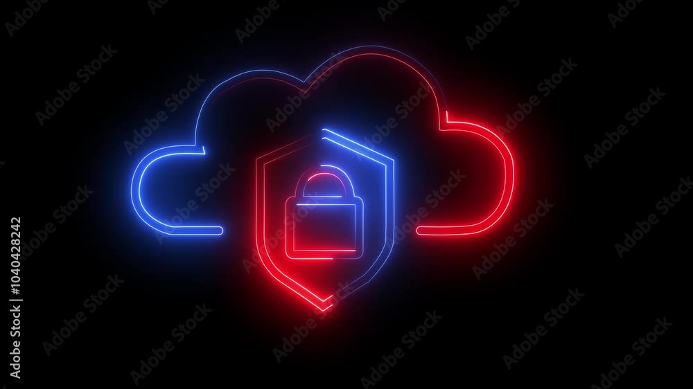 Cloud storage data protection concept. cyber security icon. Cloud lock line icon .