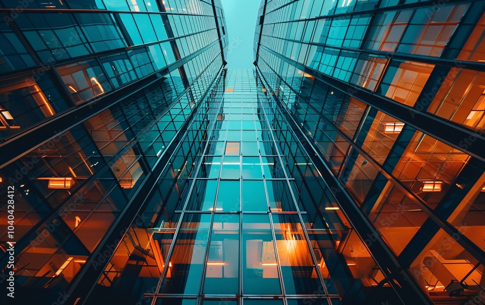 Reflection of architecture on modern office building Reflection of architecture on modern office building