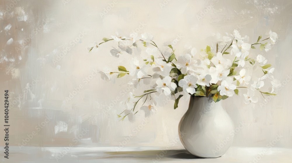 Fototapeta premium Interior of a home with white flowers in a vase against a light background