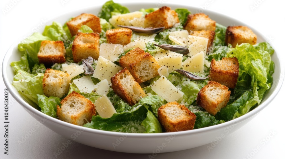 Fresh Caesar Salad with Crisp Romaine and Croutons Fresh Caesar Salad with Crisp Romaine and Croutons