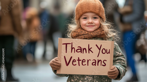 Wallpaper Mural A young child proudly holding a handmade sign that reads Thank You Veterans at a Veterans Day parade Torontodigital.ca