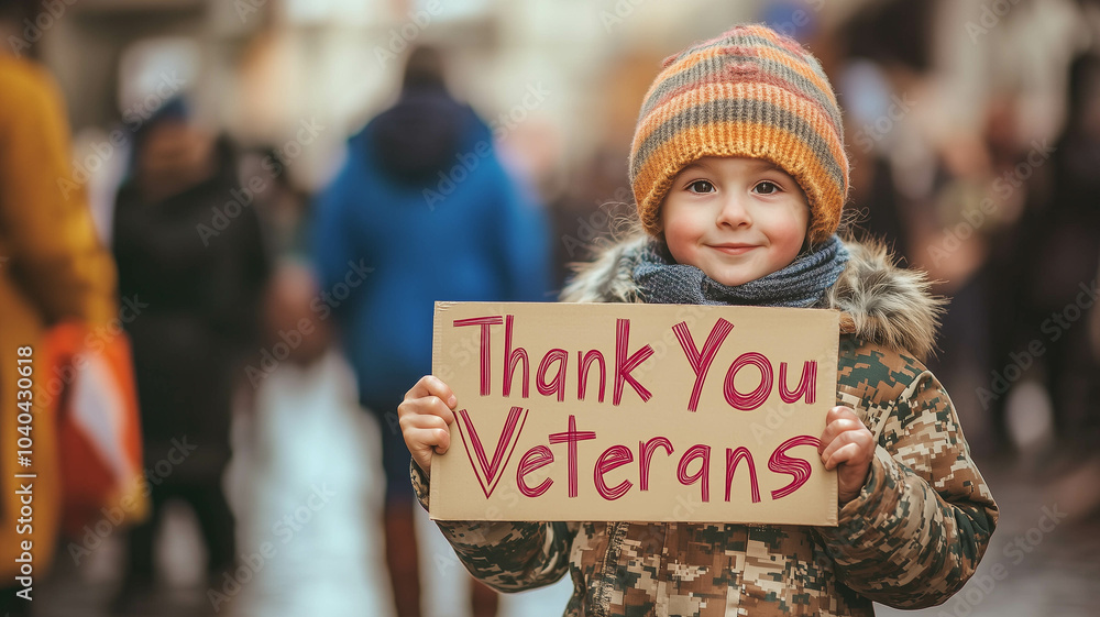 A young child proudly holding a handmade sign that reads Thank You ...