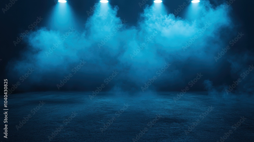 It is a dark empty street, dark blue background, an empty dark scene, neon light, spotlights, asphalt floor and studio room with smoke floating upward It is a dark empty street, dark blue background, an empty dark scene, neon light, spotlights, asphalt floor and studio room with smoke floating upward