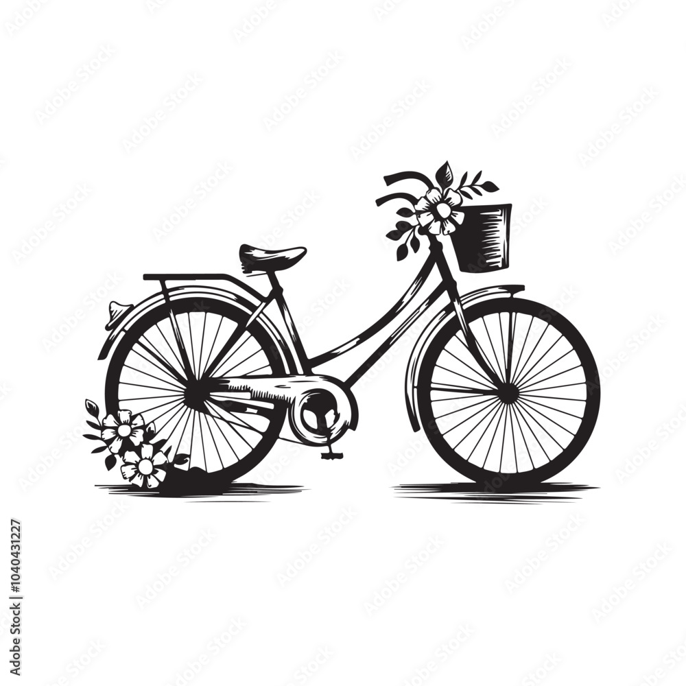 Fototapeta premium A beautiful bike silhouette vector style with white background