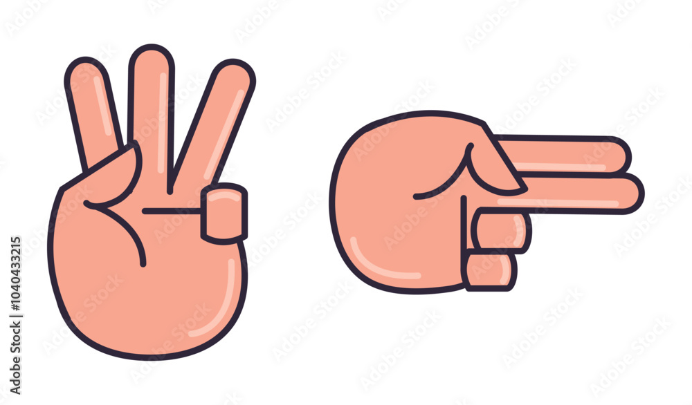 Vector icon set of hand signals on white background Vector icon set of hand signals on white background
