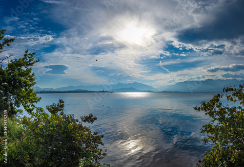 Early morning on the shores of the Upper Zurich Lake along the Seedamm, Hurden, Freienbach, Schwyz, Switzerland photo