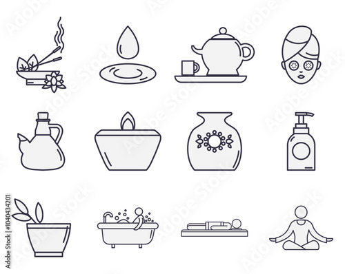 spa vector icon set with white background