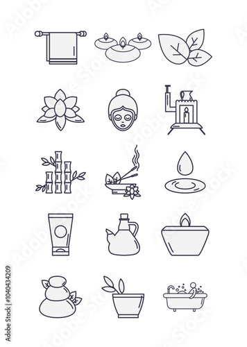 spa vector icon set with white background