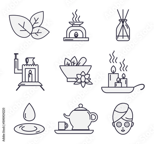spa vector icon set with white background