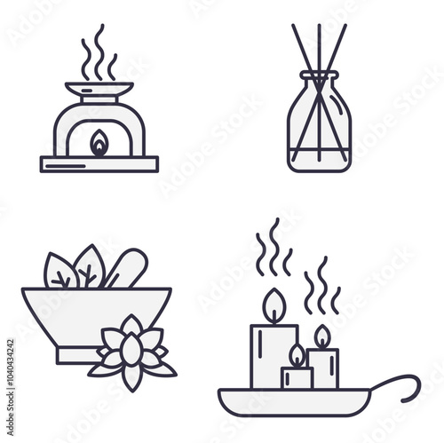 spa vector icon set with white background