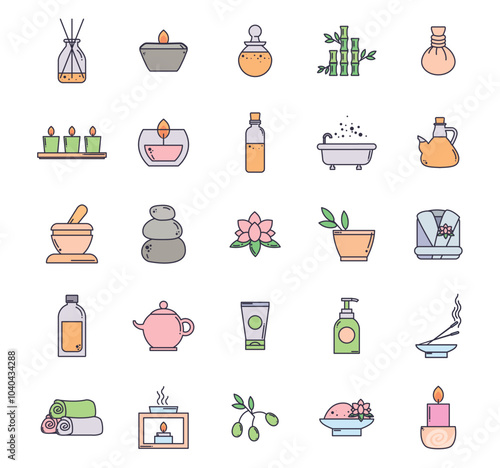 spa vector icon set with white background