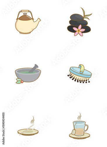 spa vector icon set with white background
