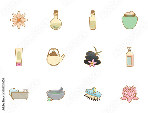 spa vector icon set with white background