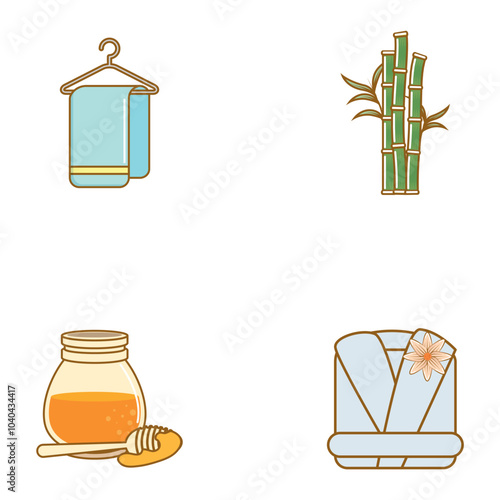 spa vector icon set with white background