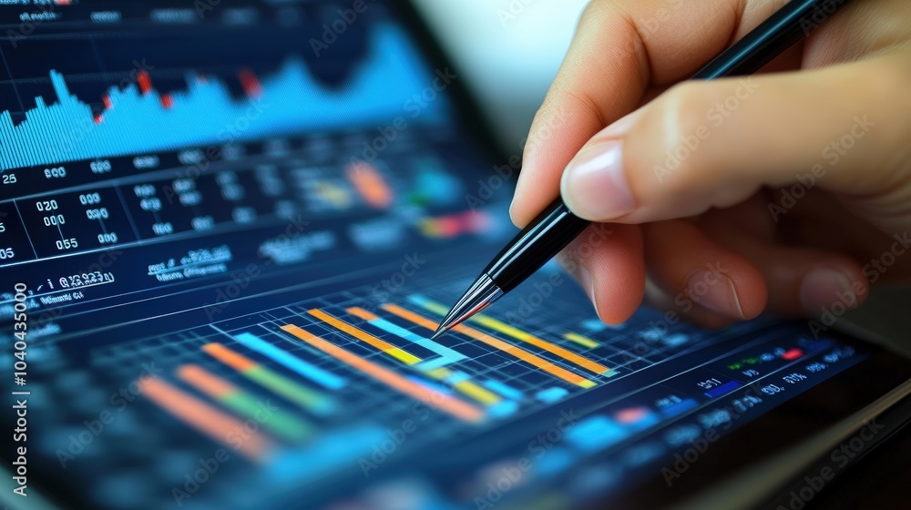 Financial Analyst Evaluating Data Trends on Tablet Financial Analyst Evaluating Data Trends on Tablet