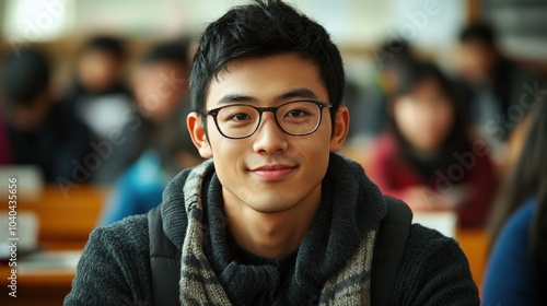 Young Student Smiling in a Classroom Setting