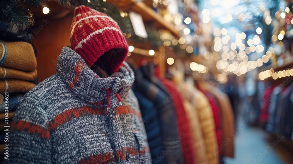 Retail Display of Winter Apparel with Warm Lighting Retail Display of Winter Apparel with Warm Lighting