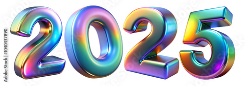 2025 new year sign with holographic digits