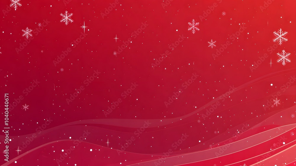Obraz premium Red Christmas banner with snowflakes and stars