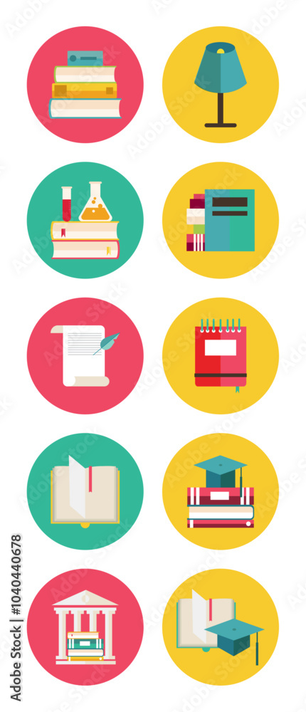 set of book reading vector icons with white background set of book reading vector icons with white background