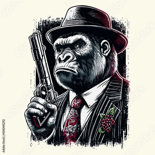 mafia gorilla vector t-shirt design