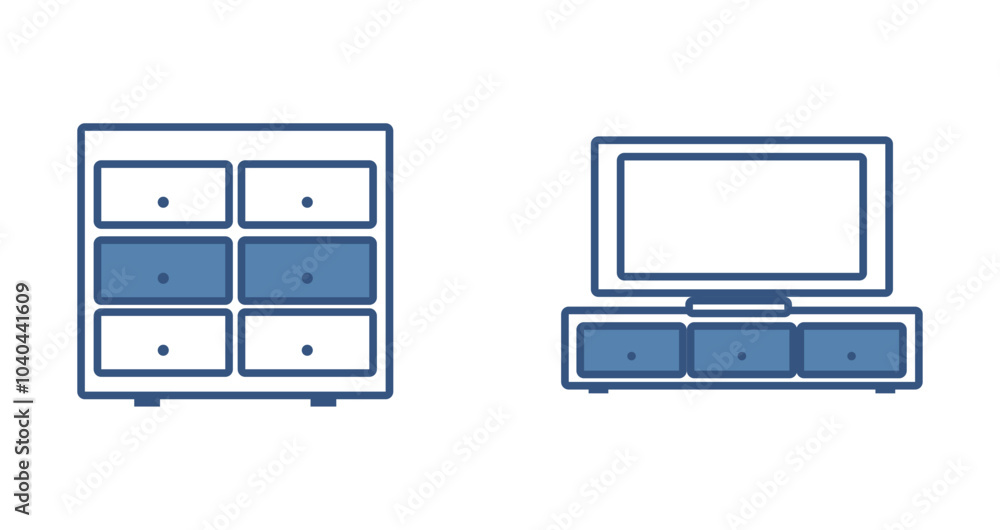 Vector icon set of house elements in blue with a white background Vector icon set of house elements in blue with a white background
