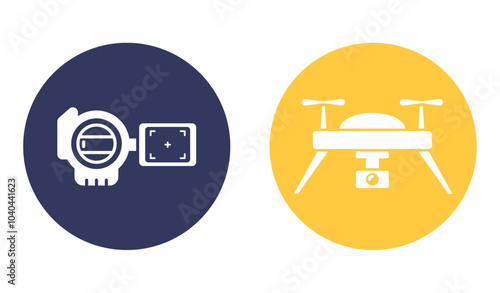 Set of vector icons of photo cameras on white background