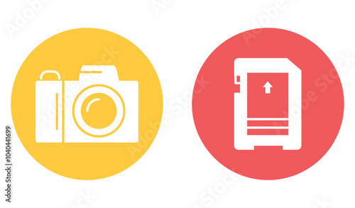Set of vector icons of photo cameras on white background
