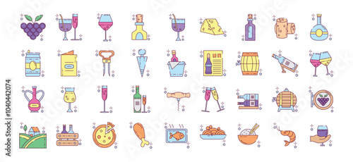 Set of vector icons of winegrowers with white background