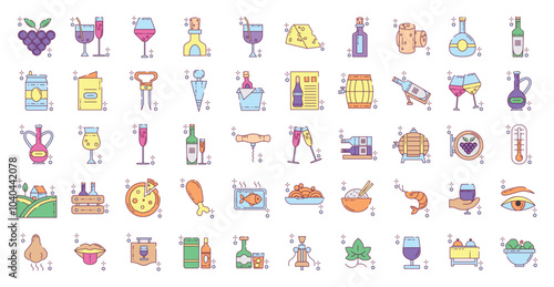 Set of vector icons of winegrowers with white background