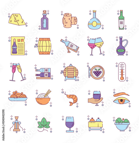 Set of vector icons of winegrowers with white background