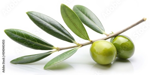 Wallpaper Mural Olive Branch with Green Olives, White Background, Close-up, Food, Nature, Mediterranean Torontodigital.ca