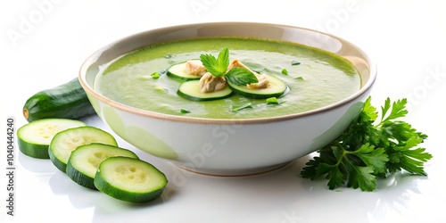 Refreshing Cucumber Soup with Parsley Garnish, Food Photography, Green Soup, Cucumber Garnish, Parsley Garnish, Cucumber Soup, Soup Recipe