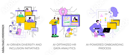 AI use in Human Resources abstract concept vector illustrations.