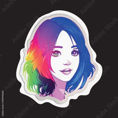 stencil of a girl on a transparent background, the ability to change color and size. Gallagrama, color gradient, bright stencil, sticker. A design element, a pattern for a fabric. Illustrations 