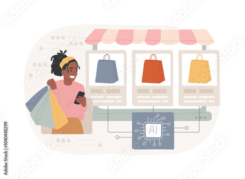 AI-Enhanced Personalized Shopping abstract concept vector illustration.