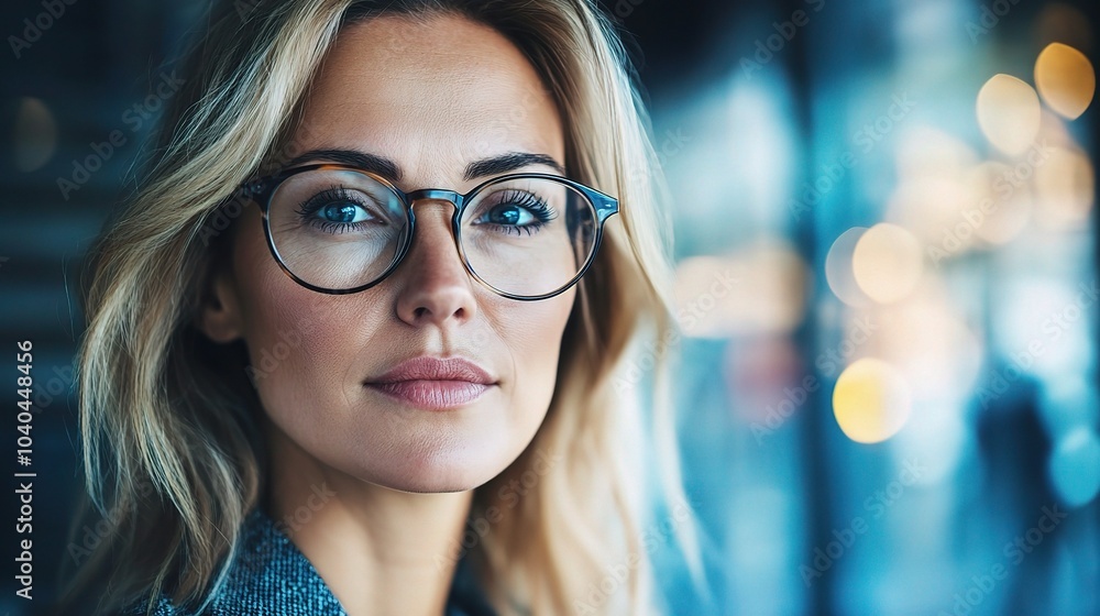 Confident Businesswoman in Glasses with Professional Look Confident Businesswoman in Glasses with Professional Look
