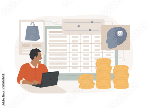 AI-Backed Dynamic Pricing abstract concept vector illustration.