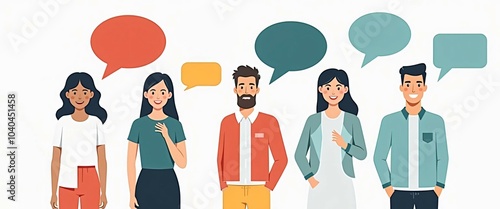Minimalist Communication: People and Chat Bubbles in Flat Style, Ai generated Images