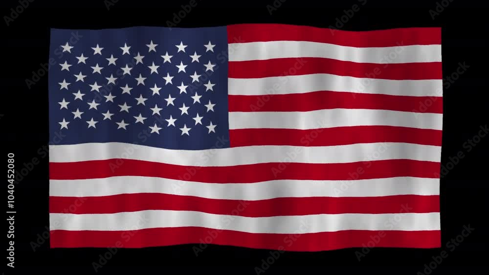 Looping animation of a waving 3D USA flag with alpha channel Looping animation of a waving 3D USA flag with alpha channel