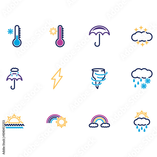 weather vector icon set with white background