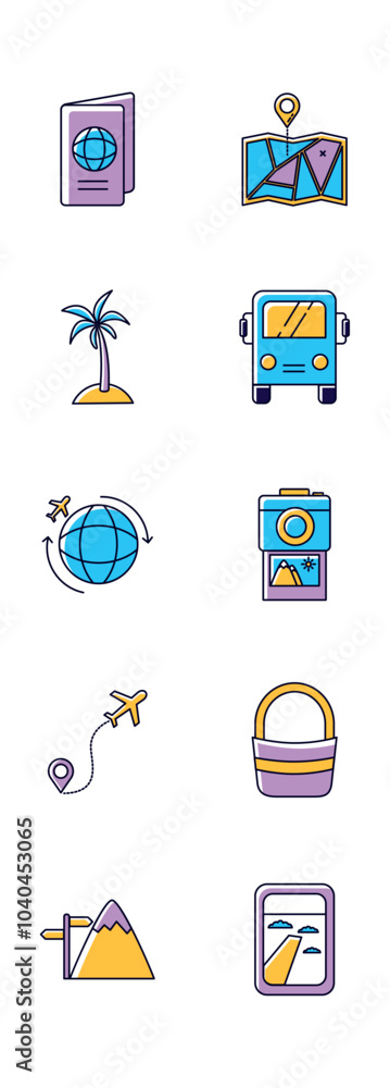 Set of summer vacation vector icons with white background Set of summer vacation vector icons with white background
