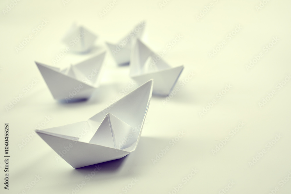 paper boats on the paper background paper boats on the paper background